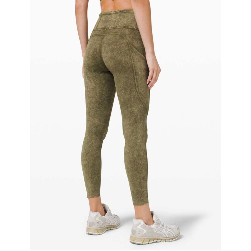 Lululemon‎ Fast and Free High Rise Tight Leggings Ice Wash Moss Green Womens 4